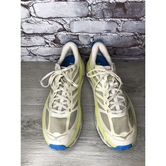 Hoka One Mafate Speed 2 Eggnog Gray Mesh Neon Yellow Running Men 14M US/49 1/3EU